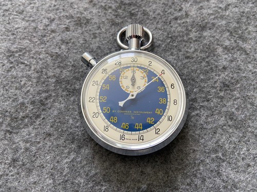 Swiss Made Compass Instrument 1/10 Vintage Mechanical Wind Up Stopwatch with Box - Picture 2 of 6