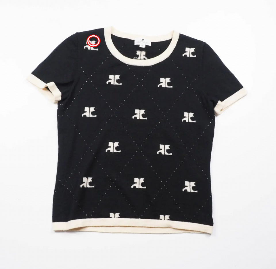 Courreges Top Tee Shirt Embroidered Logo Black Sm… - image 10