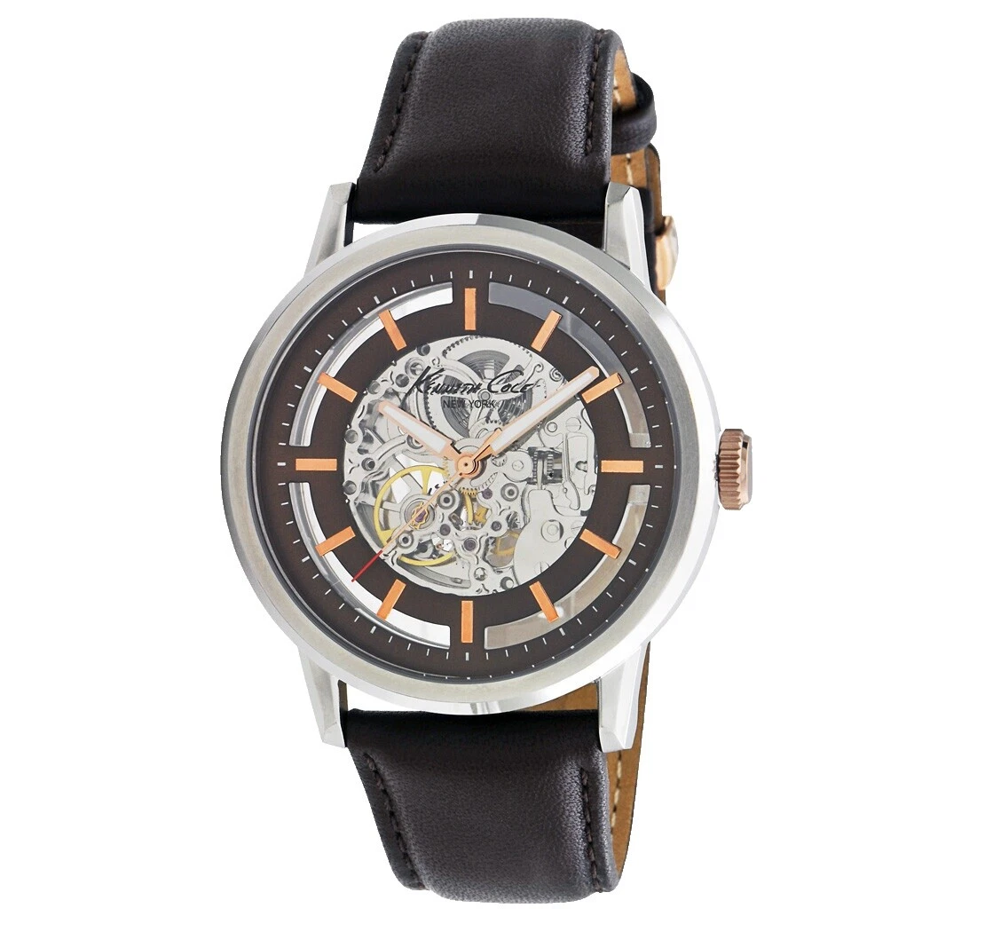 Caja de acero inoxidable Kenneth Cole Relojes de pulsera de cuero