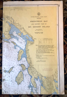 4th ed. 1957 Large Map # 306 Dept of Commerce Maine Coast 42  x 28 