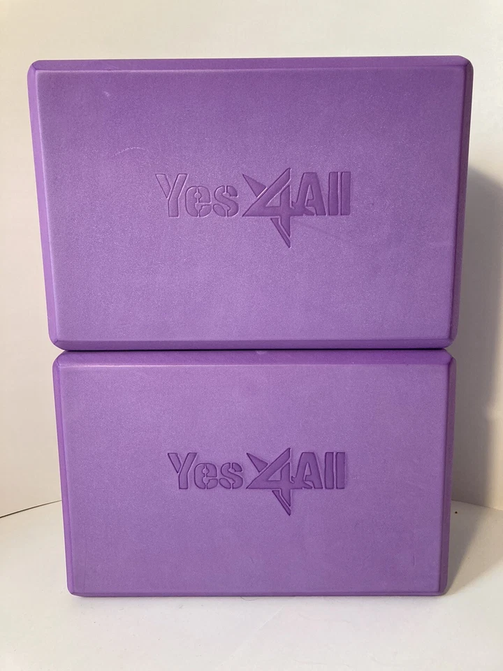 Juego de 2 bloques de yoga de espuma púrpura Yes4all Pilates y ejercicio 9x4x6 con cinturón Foto 2 de 2