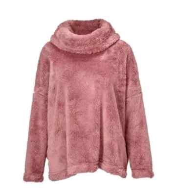 Cabi Embrace Cowl Pullover Fleece Sweater Blush Pink M / L  Fuzzy Soft Cozy 8013