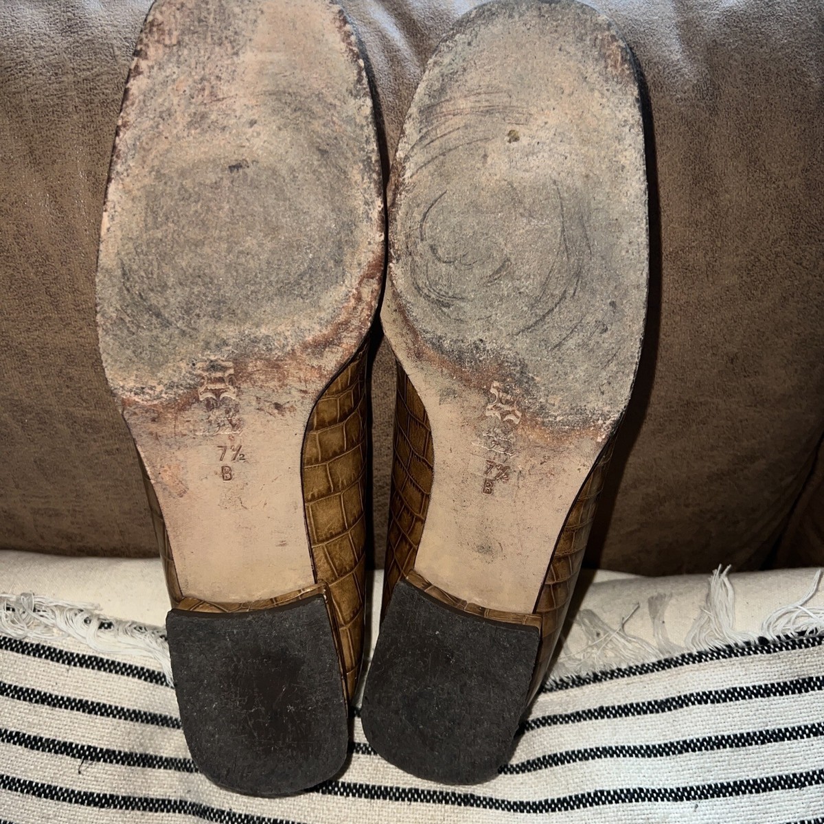 Like New Marolo (Italy) Cognac Brown Croc Leather Loafers Journey Brown Croc Leather Lug Tassel Loafer main image 2
