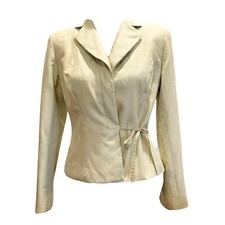 Talbots Women's Pure Silk Embossed Floral Print Blazer, Size 8 Light Green