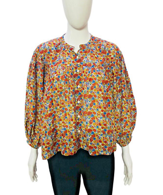 Doen NWOT Women's Valley Floral Printed Ruffle Cotton Tunic Blouse Top Size XS