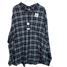 New IZOD Men's Gray Blue Plaid Cotton Long Sleeve Button-Up Shirt, 3XLT NWT