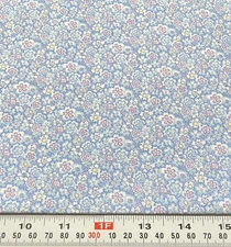 Vintage Peter Pan Fabrics Blue Florals Cotton Fabric by the Half Yard 18" x 44"