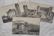 Lot (3) Rome Postcards: Roman Forum; Colosseum & Titus Arch; Monument Vittorio