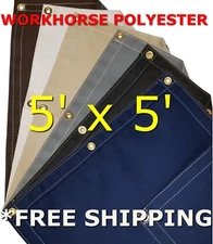 5' x 5' Workhorse Polyester Waterproof Breathable Canvas Tarp