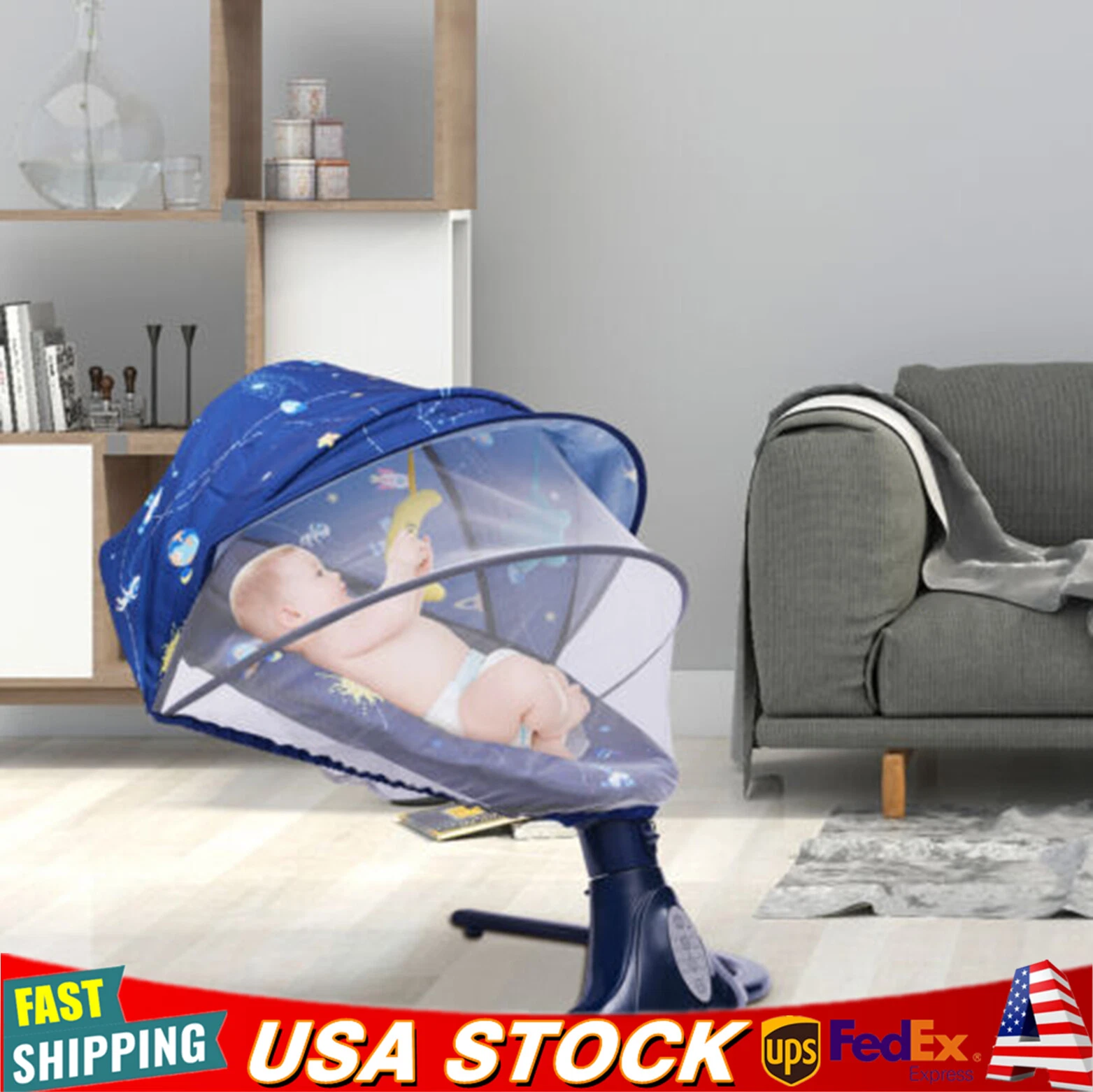 adjust. 3-In-1 Baby Bouncer Swing Seat Rocker Electric W/ lullabies Cradle Chair