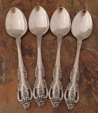 Oneida Pembrooke Renoir Set of 4 Teaspoons Spoons SSS Stainless Flatware Lot Q