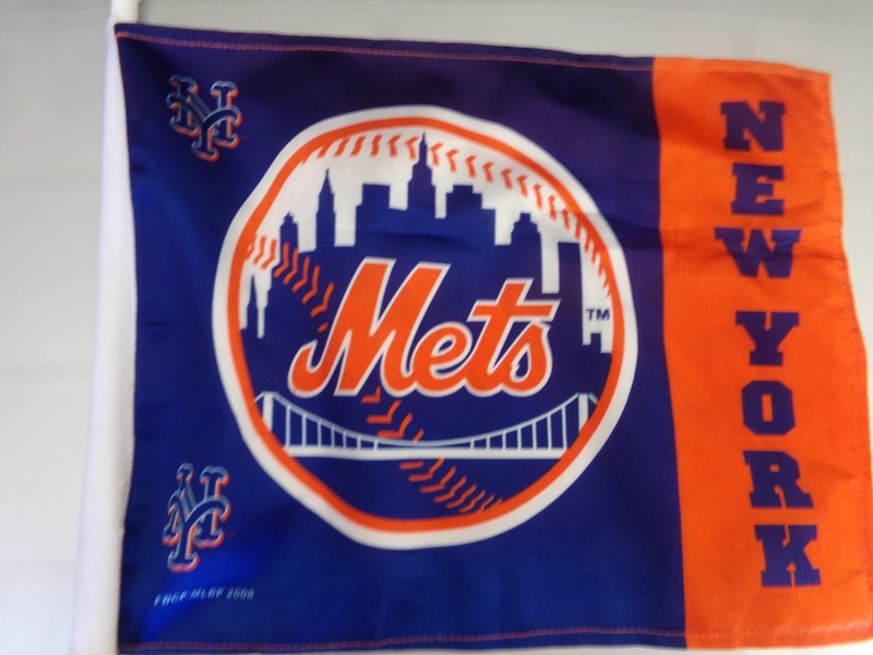 New York Mets Baseball Team Colors Blue & Orange MLB Licensed Logo Car Flag NWT