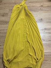 Anthropologie Pleated Halter Maxi Dress in Gold Size 0