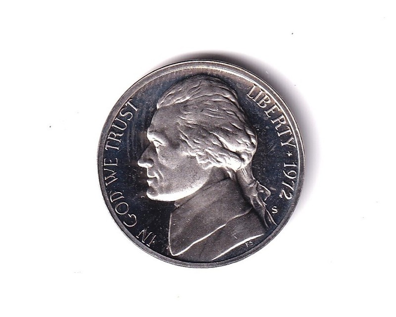 1972 S Proof Jefferson Nickel 5c Coin from Proof Set #539