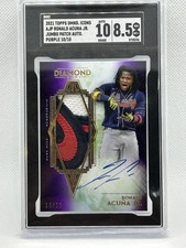 2021 Topps Diamond Icons Ronald Acuna Jr Auto Jumbo Patch #10/10 Purpl SGC10|8.5