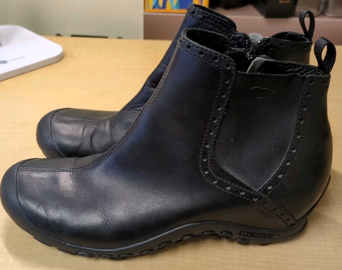 Merrell Plaza Black Leather Mid Waterproof  Women's Ankle Boots SZ 10.5 US 42 EU