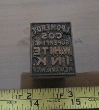 Vintage Letterpress Printing Block I. Pomeroy Co Ink Newark NJ Advertising
