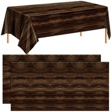 Durony 2 Pieces Plastic Wood Grain Tablecloths Table Covers 54 X 108 Inch