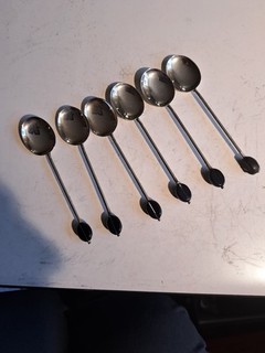 Silver Set of 6 Coffee Bean Spoons Birmingham 1927