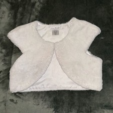 Jona Michelle Faux Fur Shrug Bolero Vest Girls 12 Ivory Classic Dressy Cover Up