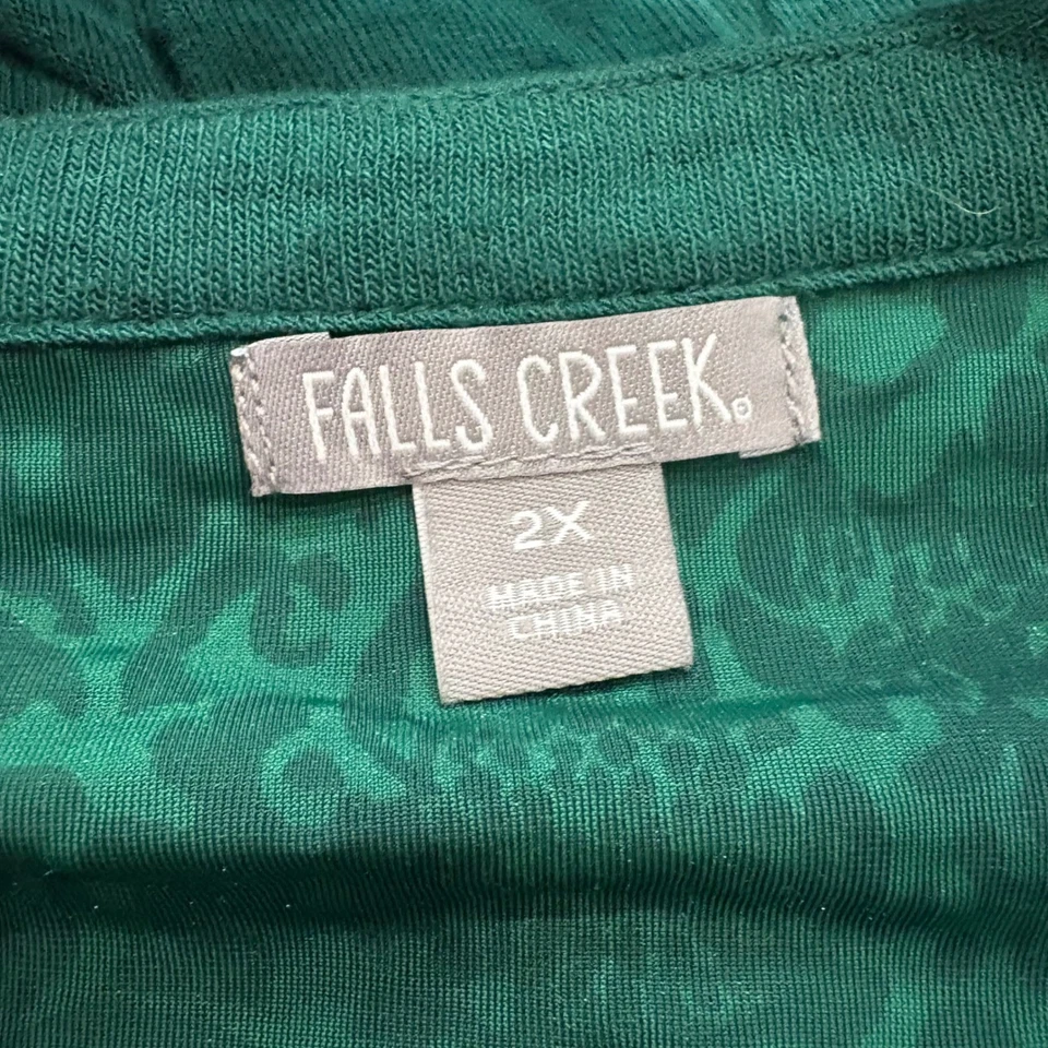 Blusa Campesina Falls Creek 2X Terciopelo Burnout Verde Manga Campana Botón Delantero Foto 3 de 4