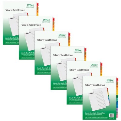 Office Essentials 6 Pack Binder Dividers With Monthly Tabs Jan To Dec 72 Tabs