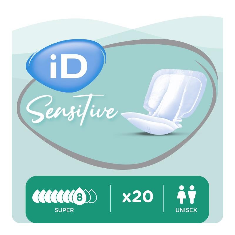 20 x iD Sensitive Form Super Unisex Incontinence Pads | 1 Pack of 20