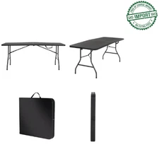 COSCO Deluxe 6 ft. Fold-in-Half Indoor & Outdoor Blow Molded Folding Table Black