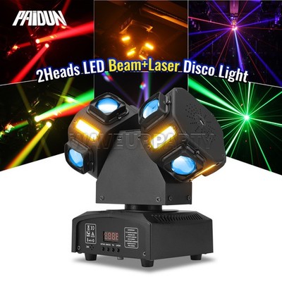 PAIDUN 120W 2Heads 8LED Moving Head Light Laser Beam Strobe DJ Disco KTV Party