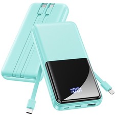 Portable Charger 15000mAh Slim Power Bank with Built in Cables
