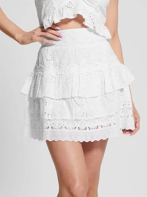 New GUESS Summer Cotton Eyelet Spring Summer Miniskirt - White - L - £129