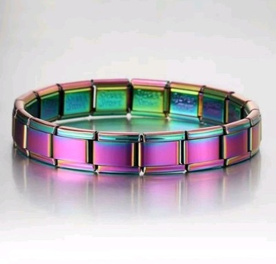 Multi Regenbogen lila rosa italienisches Charm 18 Glieder verstellbar Starter Armband 