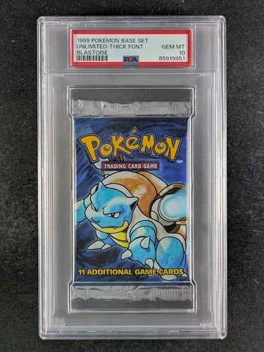 1999 Pokemon Base Set UNLIMITED THICK FONT BOOSTER Blastoise Art English PSA 10