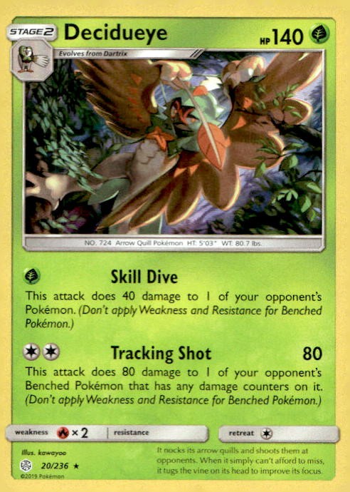Decidueye 20/236 Holo Rare Cosmic Eclipse Pokemon Holo Lightly Played