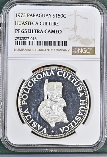 1973 Paraguay 150 Guaranies - NGC PF65 UC, "Cultures of Mesoamerica - Huasteca"
