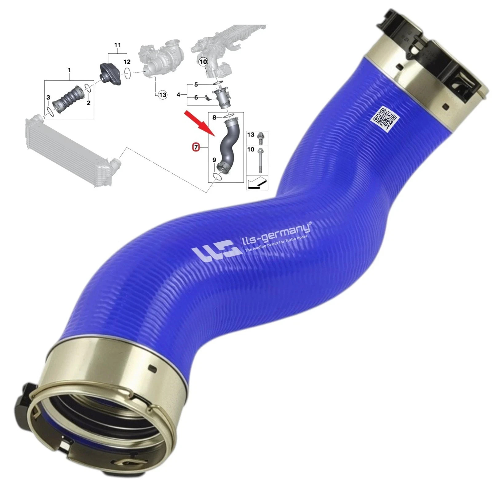 Reinforced Turbo Hose for ALPINA D5 (F10-F11) 3.0 BiTurbo 11618516509
