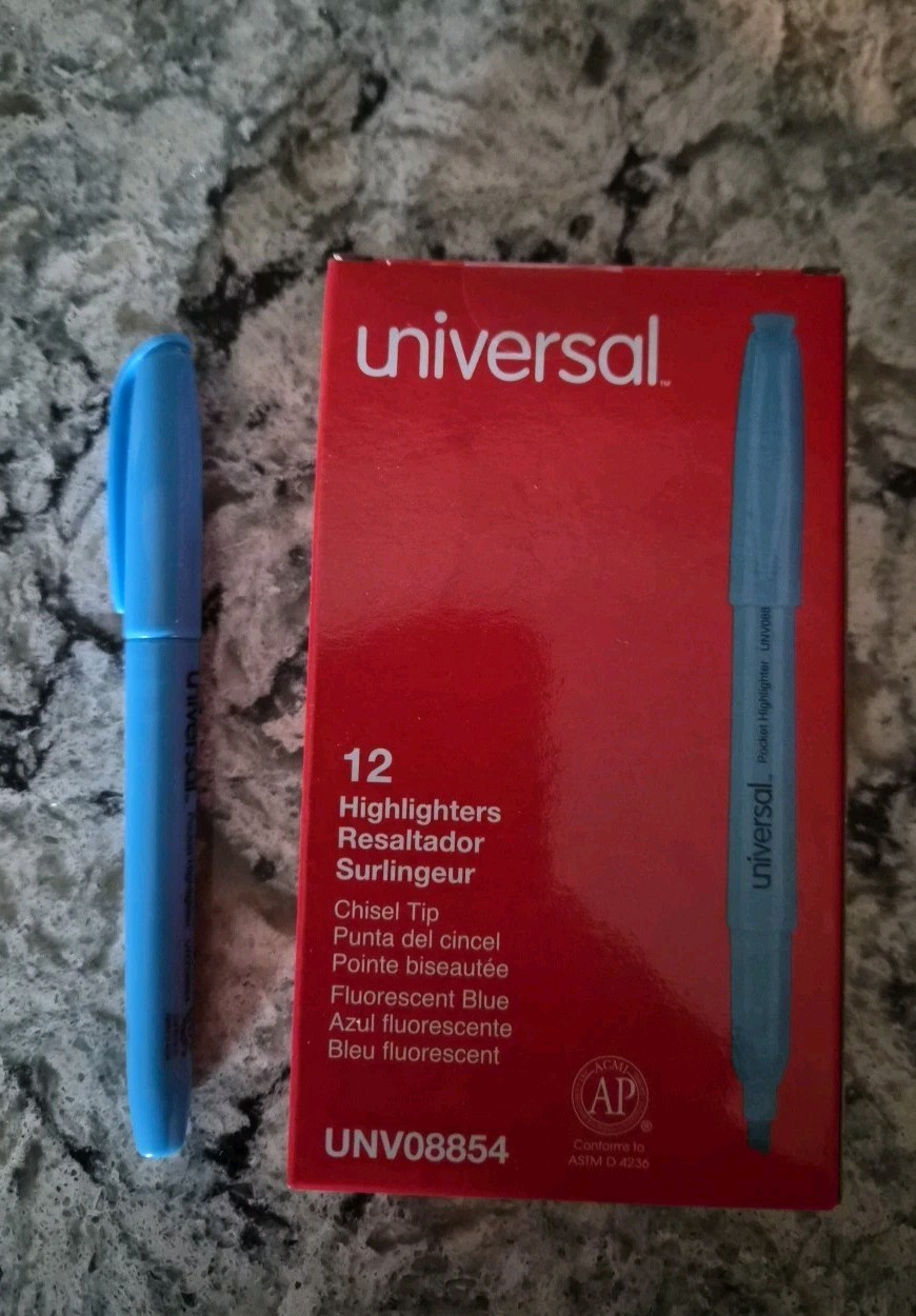 Universal Products 08854 Desk Highlighter,Chisel Tip,Fluores