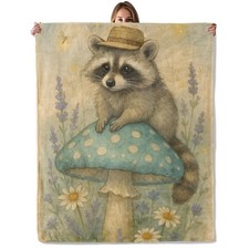 Cute Woodland Raccoon Throw Blanket for Women Girls Kids, 50x60 in, Cozy Soft...