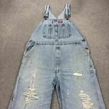 Dickies Dungarees Adult 40x30 Blue Overalls Bib Denim Workwear Carpenter Mens*