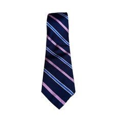 Polo Ralph Lauren Men 100 Silk Neck Tie Pink Blue Stripe Handmade in Italy Luxe