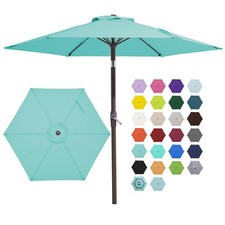 7.5FT Patio Umbrella Market Table Umbrella with 6 Sturdy Ribs, Push Button Ti...