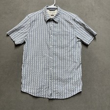 Cody James Shirt Mens Medium Blue White Geometric Striped Short Sleeve Western