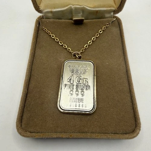 SIMMONS SINCE 1873 SILVER ISSUE BAR Pendant 4 GRAMS .999 FINE SILVER