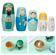 Russian Nesting Dolls Wood Hand Painted Nativity Jesus Christmas Wise Men