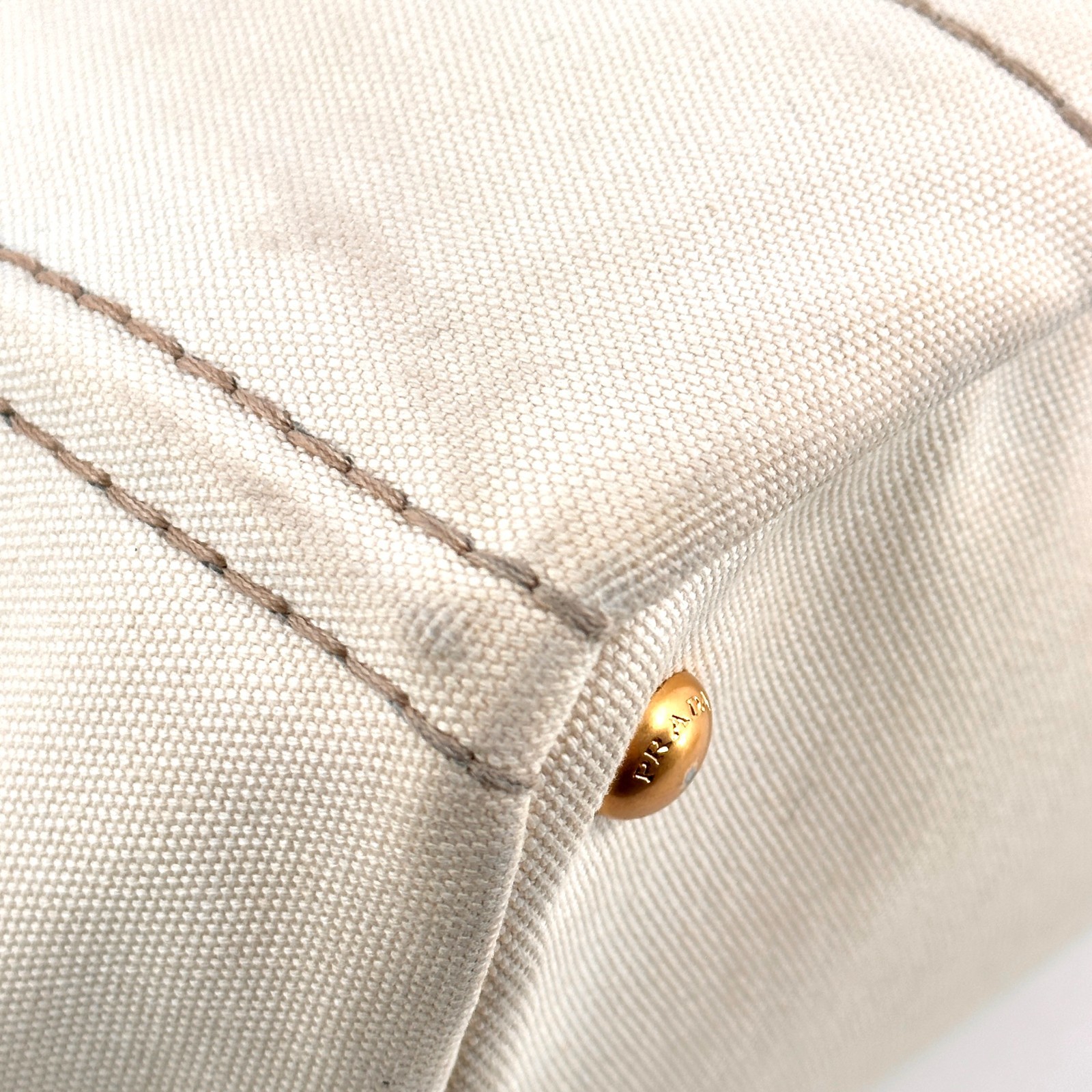 PRADA Canapa tote bag 2way Canvas Logo White Auth thumbnail 14