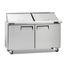 60" Mega Top Sandwich Prep Table, ICECASA 3 Door Food Bain Marie Cooler, 24 Pans