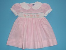 Carriage Boutiques baby girls VTG "PINK SMOCKED DRESS"...12 month...DARLING