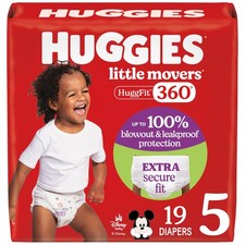 Huggies Size 5 Baby Diapers, Little Movers HuggFit 360  5, White