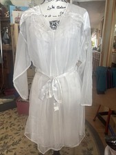 Vintage Val Mode White Satin and Tulle Bridal Lingerie Set Size Medium