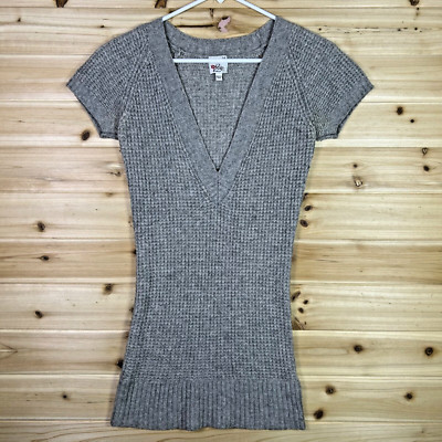 Joie Sweater Dress Womens Medium Gray Merino Wool and Cashmere Knit Short Sleeve